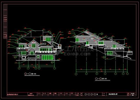 某地特色三层别墅建筑设计cad施工图别墅建筑土木在线