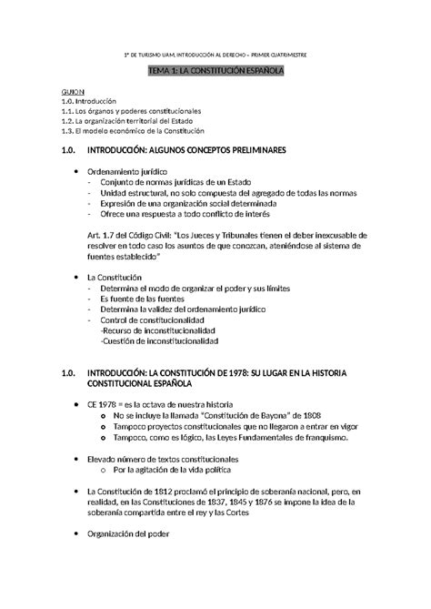 Apuntes INT AL Derecho T1 1º DE TURISMO UAM INTRODUCCIÓN AL DERECHO