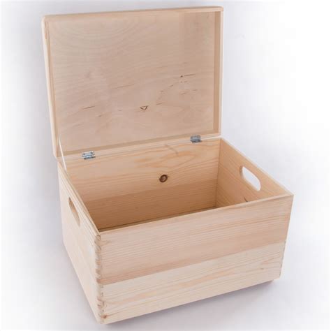 Large Wooden Storage Box With Lid And Handles/Pinewood Toy Chest Keepsake Trunk | eBay