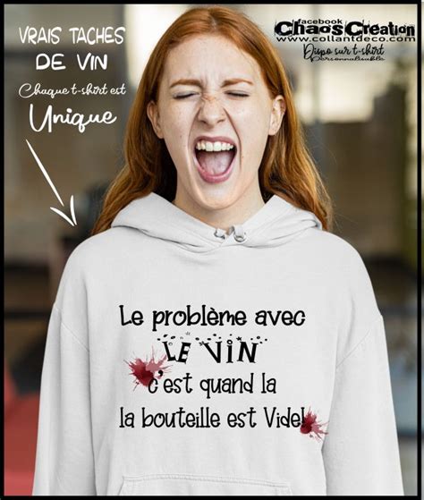 Hoodie Le problème avec le vin cest quand la bouteille est vide