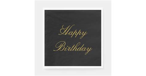 Birthday Party Black Gold Elegant Napkins Zazzle