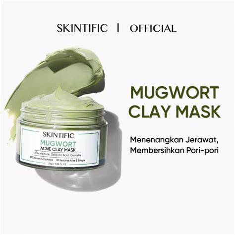 Skintific Mugwort Clay Mask Kesehatan Kecantikan Kulit Sabun