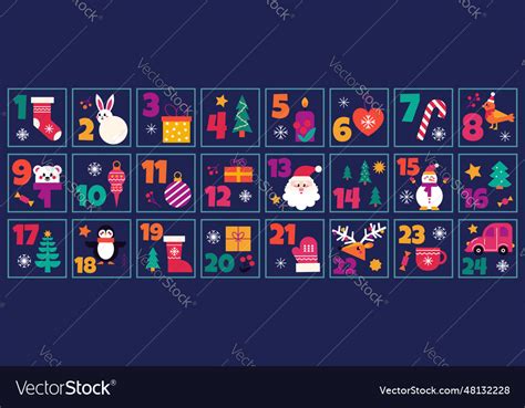 Christmas advent calendar countdown printable Vector Image