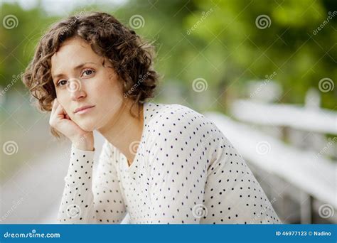 Sad Woman With Worried Stressed Face Expression Looking Down Royalty