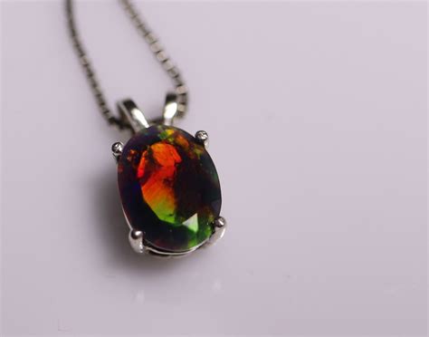 Fire opal necklace, black opal pendant, gold opal jewelry, red black ...