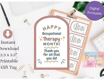 Occupational Therapy Month Gift Tags Ot Month Tags Printable Ot Month