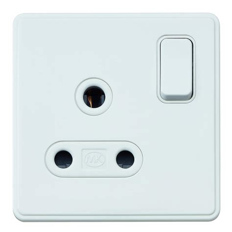 Buy Mk Electric Dimensions 1 Gang 15a Round Pin Switch Socket White Synthetic Finish