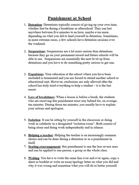 Punishments At School Pdf