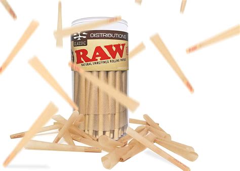 100 Pack Raw Cones Classic Lean Size Pre Rolled Rolling Paper With Tips And Packing Tubes