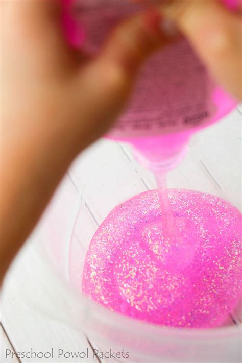 Pink Glitter Valentine Slime Science Experiment Preschool Powol Packets