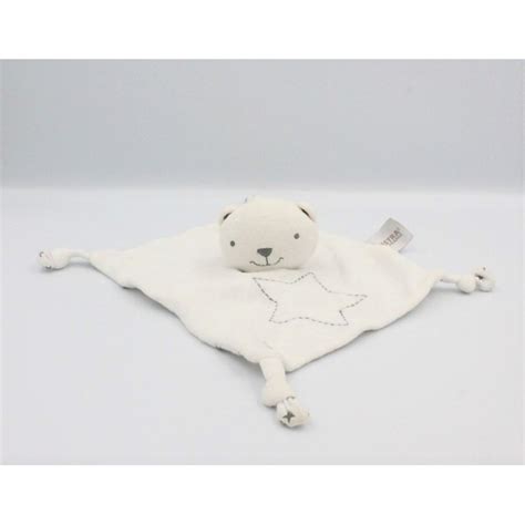 Doudou Plat Ours Blanc Gris Toiles Orchestra