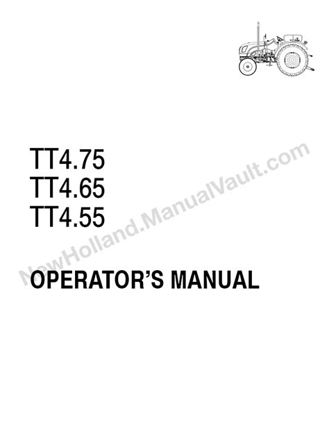 New Holland TT4 55 TT4 65 TT4 75 Tractor Operator S Manual Australia