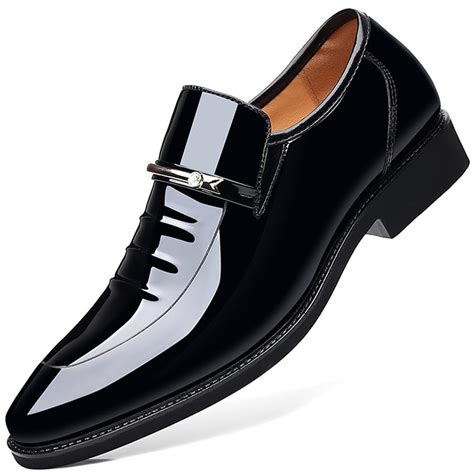 Mens Dress Shoes Formal Business Oxford Suit High Gloss Patent Leather Slip On Loafers