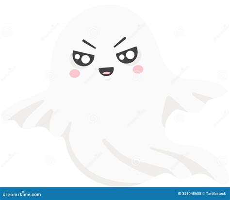 Shy Cartoon Ghost Blushing With Embarrassed Expression Vector