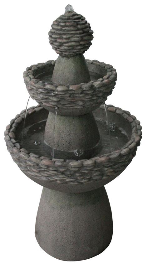 Teamson Home Majestic 2 Tiered Stone Look Zen Pedestal Floor Waterfall