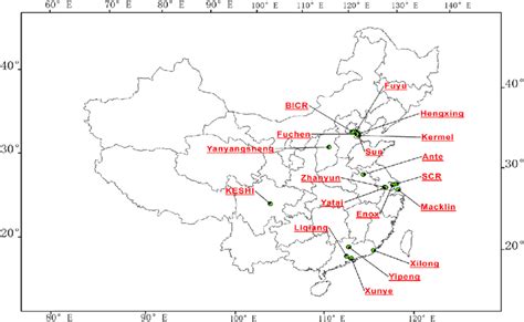 A map of China showing the locations of the factories where the 18 ...