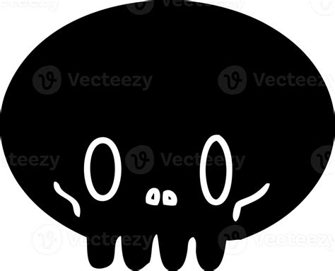 cartoon skull solid black icon 45468267 PNG