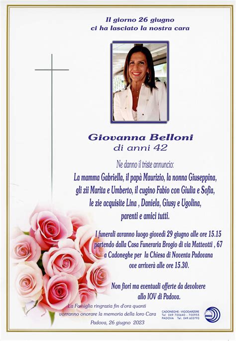 Necrologio Giovanna Belloni Necrologi Padova