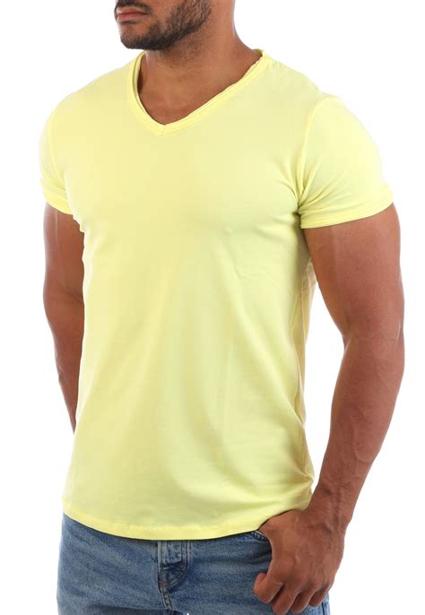 Carisma Herren T Shirt Tiefer V Ausschnitt Einfarbig Slimfit Dehnbare