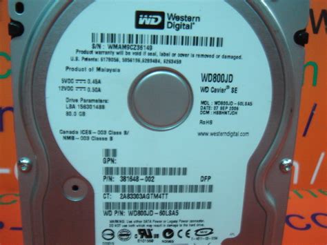 Western Digital Wd800jd 60lsa5 80gb Sata Hard Drive 裕益科技自動化設備可程式編碼器