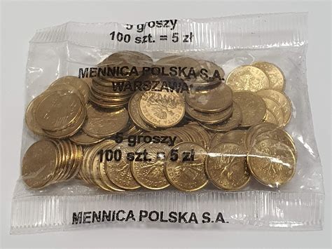 5 gr groszy 2005 Woreczek Menniczy 100 sztuk monet Szamotuły Kup