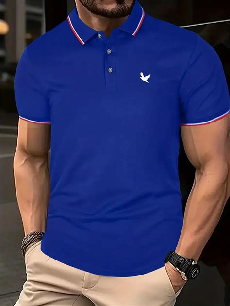 Fashion Fit Tipped Cuffs Polo Shirt Pattern Men S Temu Australia