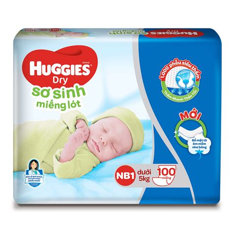Miếng lót sơ sinh Huggies Newborn 1 100 miếng (cho bé