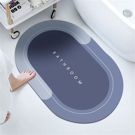 Tapis de salle de bain antidérapant Oval blue BATHROOM W60 x L90cm