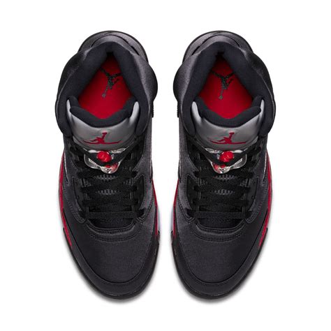 Official Look At The Satin Air Jordan 5 Black Red WearTesters