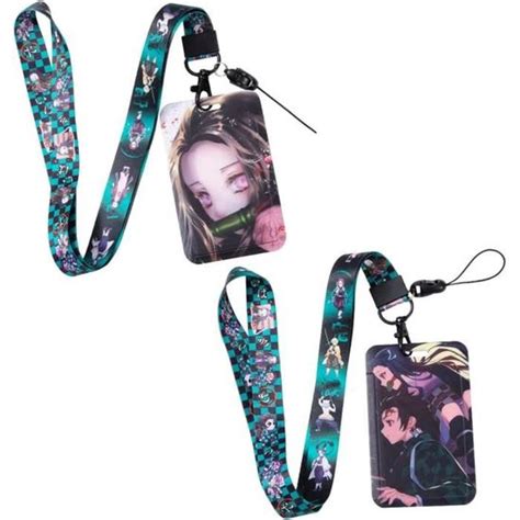 Pcs Porte Badge Carte Avec Cordon Demon Slayer Lanyard Ensembles