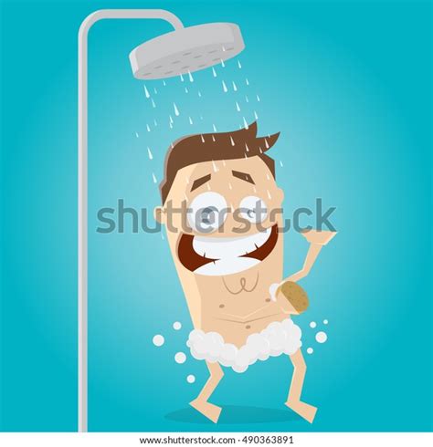 Happy Man Taking Shower Stock Vector Royalty Free 490363891