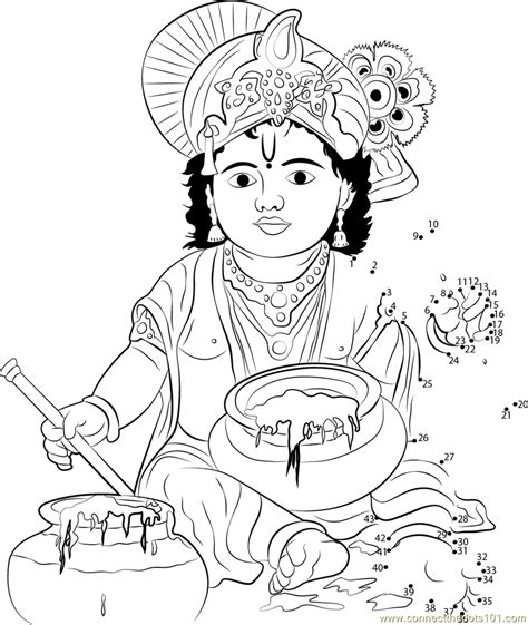 Lord Krishna Dot To Dot Printable Worksheet Connect The Dots