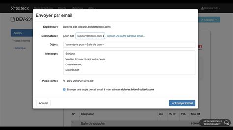 Tutoriel Envoyer Un Devis Et Une Facture Par Email Depuis Tolteck