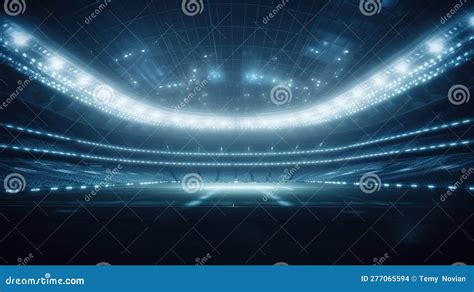 Futuristic Stadium With Lights Shining On It Generative Ai Stock