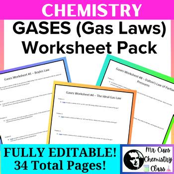 Chemistry Gases Gas Laws Unit Worksheet Set Of Detailed Answer Keys