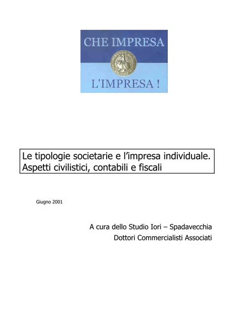 PDF Le Tipologie Societarie E Limpresa Individuale Aspetti Wall