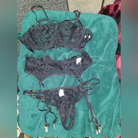 Lilosy Intimates Sleepwear New Lilosy Sexy Floral Lace Sheer Petite Black Piece Lingerie