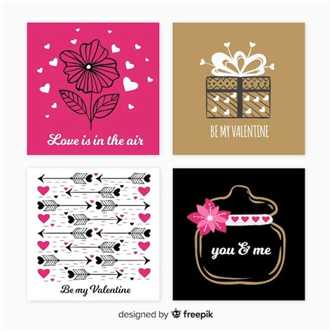 Free Vector | Valentine's day cards set