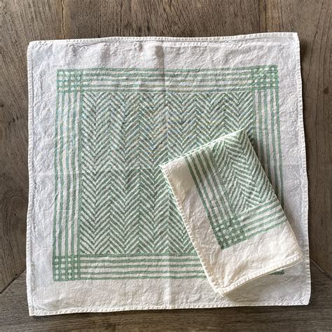 Block Printed Linen Tea Towel Fleure Sauvage Allora