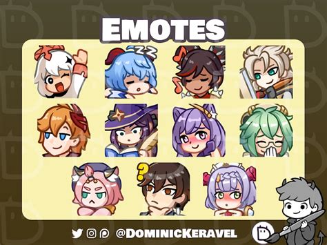 Genshin Impact Emotes Twitchdiscord Pack 1 Cute Gaming Anime Emojis