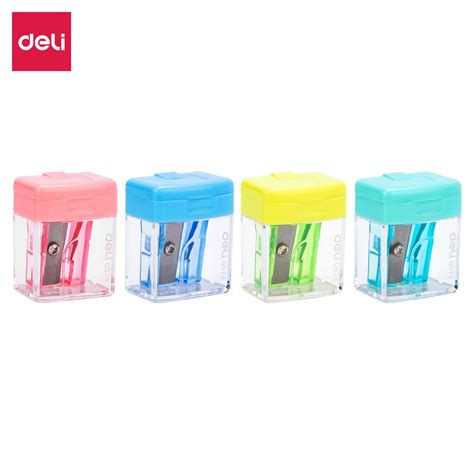 Deli Pencil Sharpener 4PCS Lot One Two Hole Touch Grandado