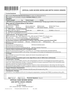 Fillable Online Critical Care Severe Sepsis And Septic Shock Protocol