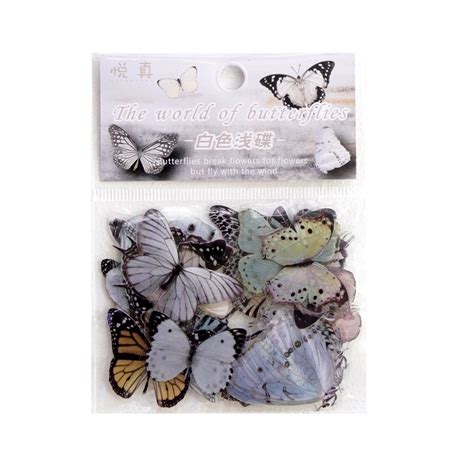 Journamm 40pcs Pack Butterfly Series Stickers Art Collage Junk Journal