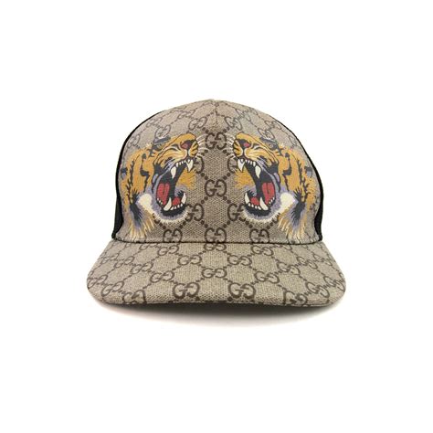 Gucci Tiger Mesh Monogram Cap Beige Onu