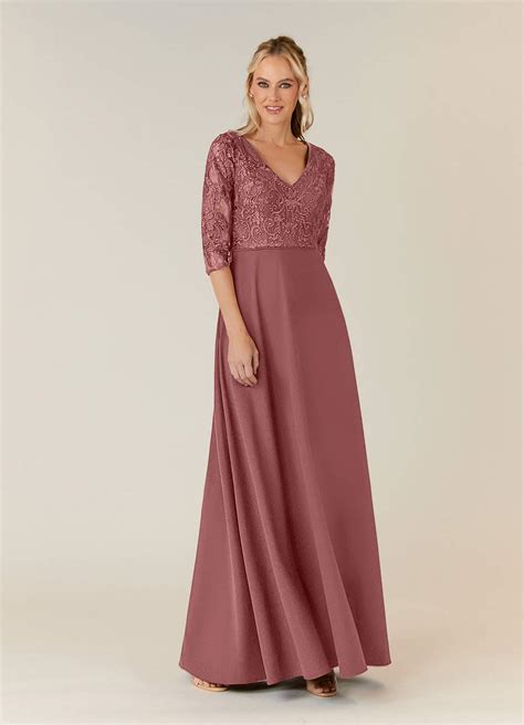 Desert Rose Azazie Leith A Line Lace Floor Length Dress Azazie