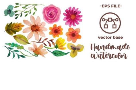 Watercolor Flower Elements Clipart Graphic By Ian 2201 · Creative Fabrica