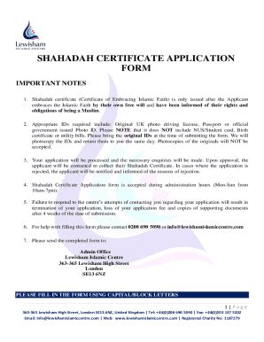 Fillable Online SHAHADAH CERTIFICATE APPLICATION FORM Fax Email Print ...