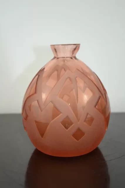 VASE BOULE ART Déco dégagé à l acide forme géométrique 1930 EUR 210 00