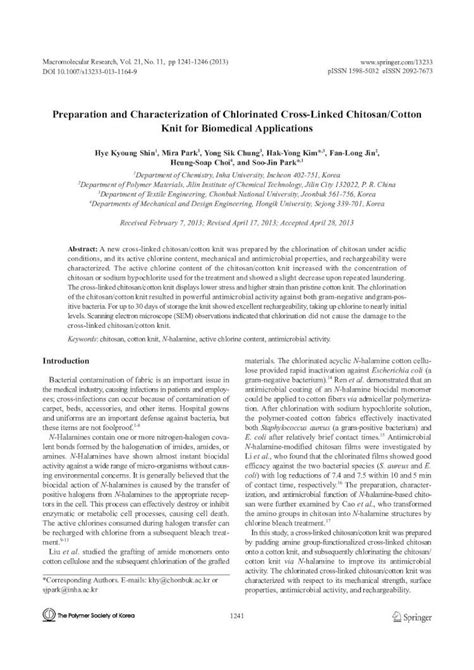 PDF Preparation And Characterization Of Chlorinated Cross Hschoi