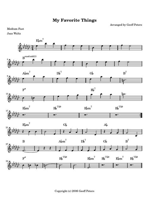 My Favorite Things Lead Sheet